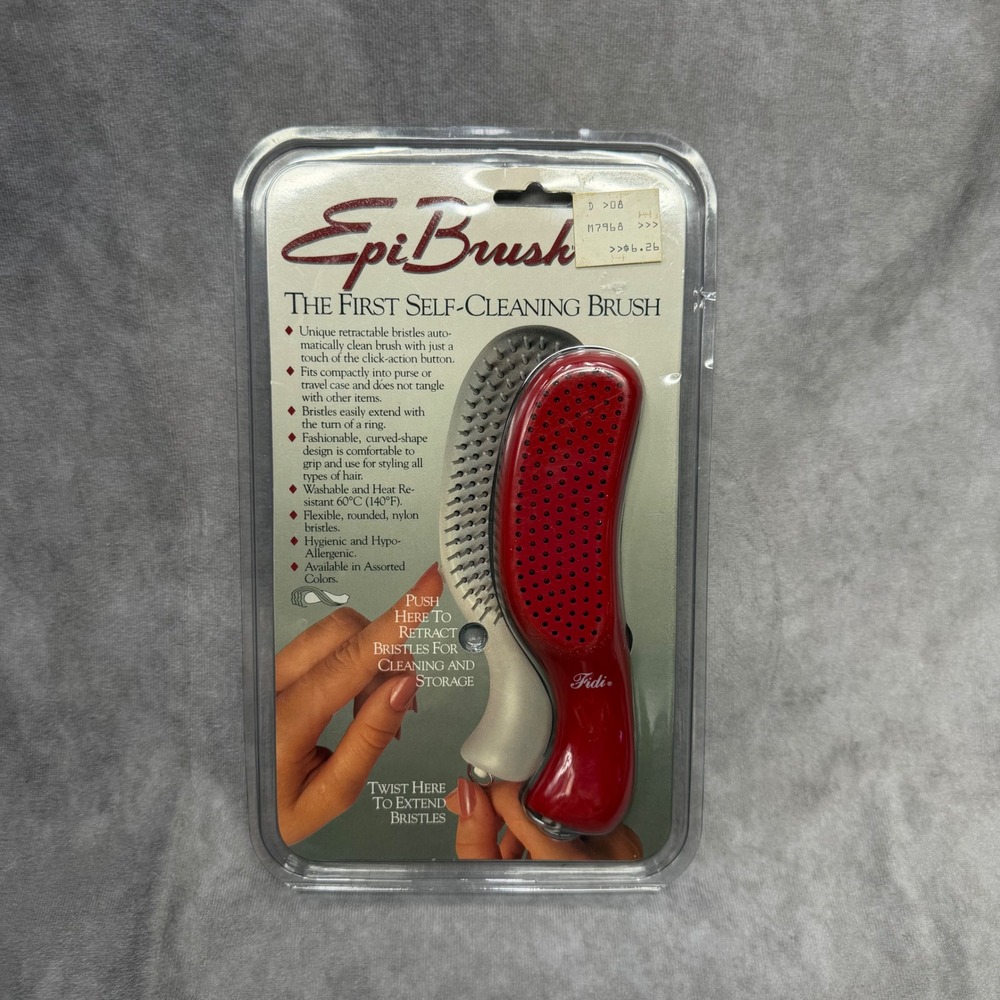 EpiBrush Self-Cleaning Hair Brush Women OS Red Retractable Travel Portable NIP